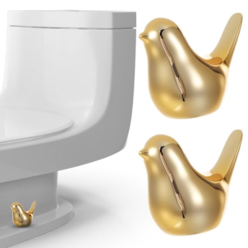 2 x Keramik-WC-Bolzenabdeckungen, goldfarbener Vogel-Ersatz-WC-Schraubenkappen, WC-Bolzenkappen, dekorativ, Badezimmer, dekorative WC-Bolzenabdeckkappen, Bodenschrauben-Abdeckkappe 2 x Keramik-WC-Bolzenabdeckungen, goldfarbener Vogel-Ersatz-WC-Schraubenkappen, WC-Bolzenkappen, dekorativ, Badezimmer, dekorative WC-Bolzenabdeckkappen, Bodenschrauben-Abdeckkappe von Quilax