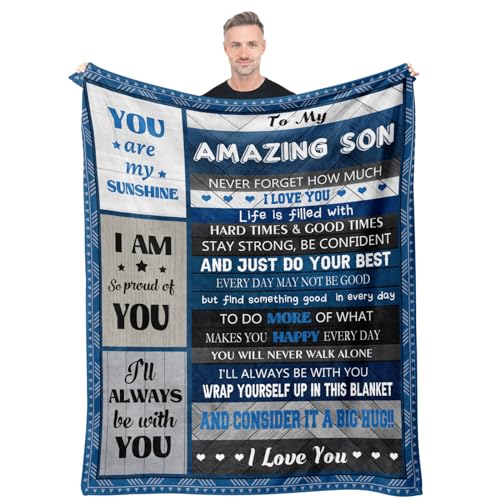 Geschenke für Sohn, Sohn, Geschenke für Sohn von der Mutter, Geschenk für Sohn, an meinen Sohn, Geburtstagsgeschenke, Geschenke für erwachsenen Sohn, Überwurfdecke 152.4x127 cm Geschenke für Sohn, Sohn, Geschenke für Sohn von der Mutter, Geschenk für Sohn, an meinen Sohn, Geburtstagsgeschenke, Geschenke für erwachsenen Sohn, Überwurfdecke 152.4x127 cm von Quilazy