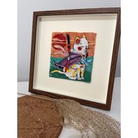 Quilling Samurai Katze - Wanddeko Papierkunst Malerei Kunst Deko von QuilliYan