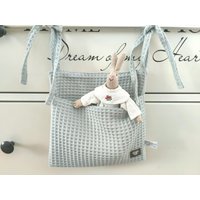 Bettutensilo, 1 Fach, Waffelpique, Betttasche, Stofftasche, Organizer, Aufbewahrung, Mint von QuiltCottageLove