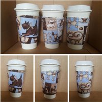 Set Von 3 Hunde Und Katzen Print Kaffeetasse Halter, Hund Katze Tasse Gemütlich. Wendbare Gemütlich. Wiederverwendbare Versandfertig von QuiltNCrochet