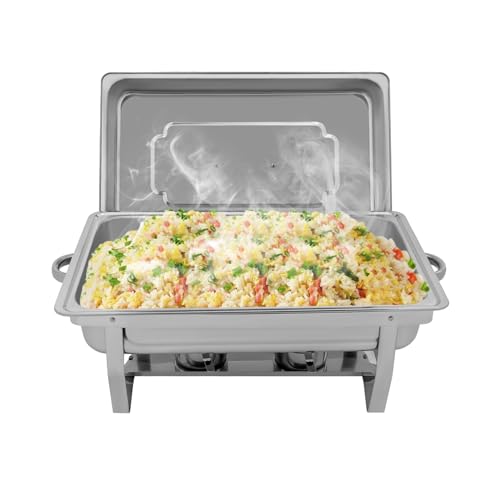 2X Edelstahl Warmhaltebehälter,Chafing Dish Set,Speisenwärmer-Set für Catering 410 Edelstahl Rechteck Silber 3.5L für Hotels, Urlaubsbankette, Familienfeiern, Buffets von Quiltern