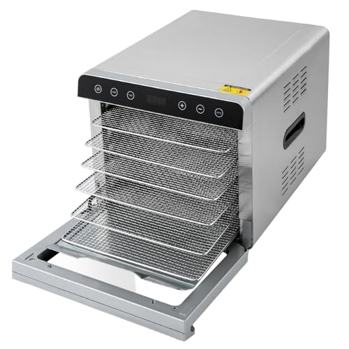Dörrautomat 700W Edelstahl-Obsttrockner Lebensmittel-Dehydrator 6 Tabletts Temperaturregler Gemüse Obsttrockner in denen mehrere Zutaten gleichzeitig getrocknet werden können von Quiltern