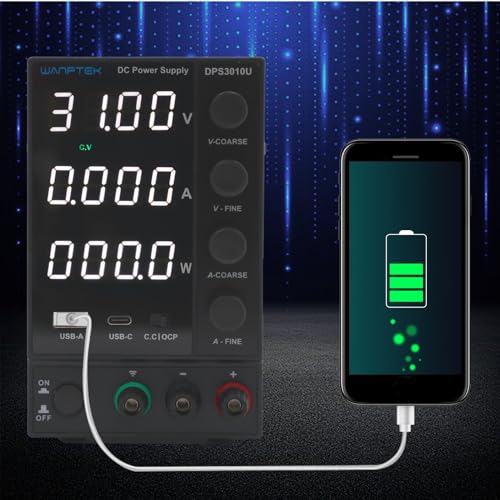 Labor-Stromversorgung，Schaltnetzteil 4-stellige 0-30V/60V 0-5A/10A DC Labor Netzteil Einstellbare USB (DPS3010U) von Quiltern