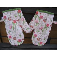 Topfhandschuhe - Topflappen Aus Acufactum Stoff Tulpen Auf Rose Topfhandschuhe - Topflappen Aus Acufactum Stoff Tulpen Auf Rose von Quiltherz