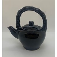 Crate & Barrel Schwarze Keramik Teekanne, Schwarz Mit Hauch Von Braun Auf Ausgießer, 2 Tassen von QuiltsAndTreasuresJ