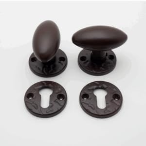 Türgriff, oval, Aluminium, Rost-Finish, auf Rosette, mit Zylinderloch Türgriff, oval, Aluminium, Rost-Finish, auf Rosette, mit Zylinderloch von Quincadeco