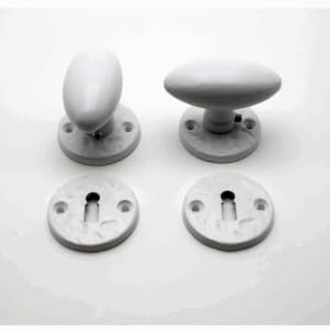 Türgriff, oval, Aluminium, weiß, auf Rosette, mit Schlüsselloch Türgriff, oval, Aluminium, weiß, auf Rosette, mit Schlüsselloch von Quincadeco