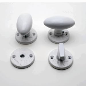 Türgriff, oval, Aluminium, weiß, auf Rosette, mit Verteilung Türgriff, oval, Aluminium, weiß, auf Rosette, mit Verteilung von Quincadeco