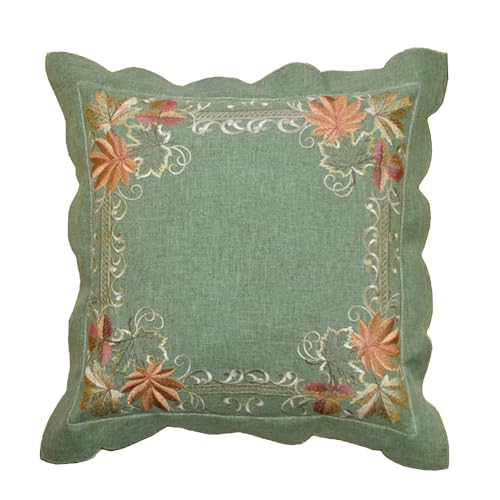 Quinnyshop Herbst Blätter Tischläufer Tischdecke Mitteldecke Deckchen Ahorn Grün Gelb Orange (Kissenhülle 40x40 cm) von Quinnyshop