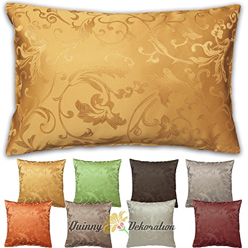 Jacquard Kissenhülle in Ranken-Design 40x40 50x50 40x60 cm mit FARBWAHL (ca. 40 x 40 cm Lachs) von Quinnyshop