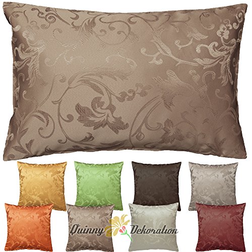 Jacquard Kissenhülle in Ranken-Design 40x40 50x50 40x60 cm mit FARBWAHL (ca. 50 x 50 cm Cappuccino) von Quinnyshop