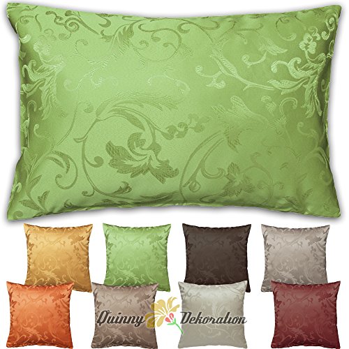Jacquard Kissenhülle in Ranken-Design 40x40 50x50 40x60 cm mit FARBWAHL (ca. 50 x 50 cm Grün) von Quinnyshop