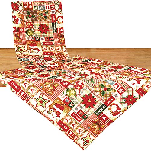 Quinnyshop Weihnachtsmotive Patchwork-Design in Gobelin Mitteldecke 85 x 85 cm Polyester, Rot von Quinnyshop