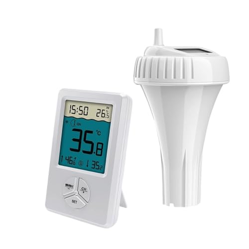 Poolthermometer Drahtloses Digitales Poolthermometer, IPX8, Wasserdicht, Schwimmbadthermometer Mit Innentemperaturanzeige, Wassertemperaturanzeige von Quintaroa