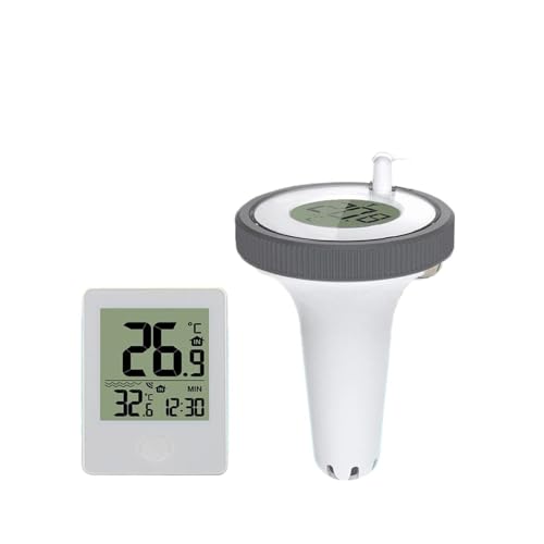 Poolthermometer Drahtloses Schwimmbadthermometer IPX7 Wasserdichtes Schwimmendes Thermometer For Schwimmbäder, Babybäder, Aquarien, Fischteiche(TYPE 2) von Quintaroa