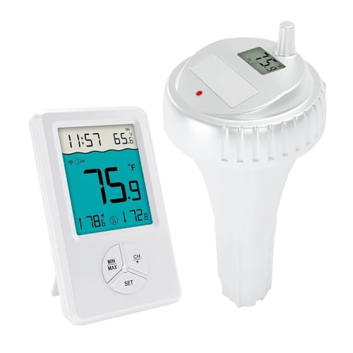 Poolthermometer IPX8 Wasserdichtes Schwimmendes Thermometer, Kabelloses Poolthermometer, Heißes Und Kaltes Verwenden, Großes LCD-Display, Präzise For Die Badewanne von Quintaroa