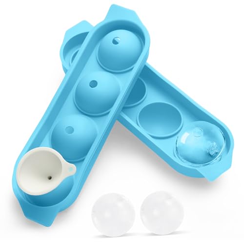 Eiswürfelform Silikon, 4x Eiswürfel Rund Eiswürfelbehälter mit Deckel, Eiswürfelform Rund, BPA Frei XXL Eiswürfel Form Ice Cube Tray Mold with Lid für Bier Cocktails Whisky - Blau Eiswürfelform Silikon, 4x Eiswürfel Rund Eiswürfelbehälter mit Deckel, Eiswürfelform Rund, BPA Frei XXL Eiswürfel Form Ice Cube Tray Mold with Lid für Bier Cocktails Whisky - Blau von Quirlig