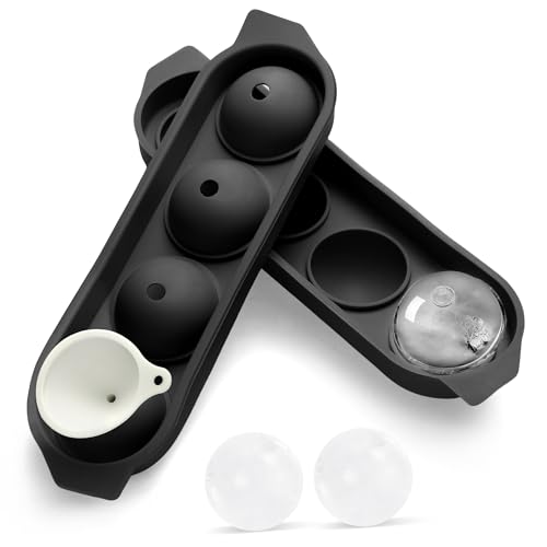Eiswürfelform Silikon, 4x Eiswürfel Rund Eiswürfelbehälter mit Deckel, Eiswürfelform Rund, BPA Frei XXL Eiswürfel Form Ice Cube Tray Mold with Lid für Bier Cocktails Whisky - Schwarz Eiswürfelform Silikon, 4x Eiswürfel Rund Eiswürfelbehälter mit Deckel, Eiswürfelform Rund, BPA Frei XXL Eiswürfel Form Ice Cube Tray Mold with Lid für Bier Cocktails Whisky - Schwarz von Quirlig