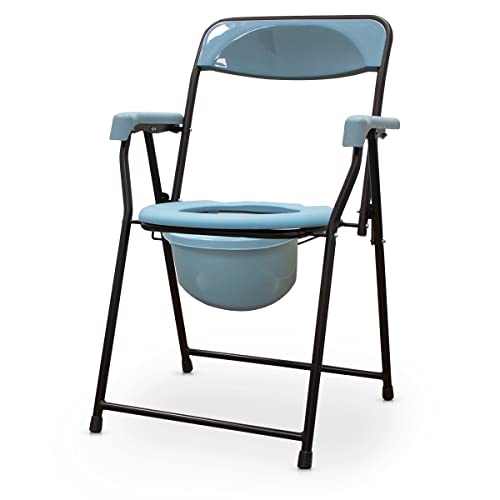 QUIRUMED Toilettenstuhl mit Armlehnen, Stuhl mit WC, leicht, klappbar, mit Rückenlehne, mit Abnehmbarer Toilette und mit Deckel, Toilettenstuhl, für ältere Menschen, für Behinderte QUIRUMED Toilettenstuhl mit Armlehnen, Stuhl mit WC, leicht, klappbar, mit Rückenlehne, mit Abnehmbarer Toilette und mit Deckel, Toilettenstuhl, für ältere Menschen, für Behinderte von Quirumed