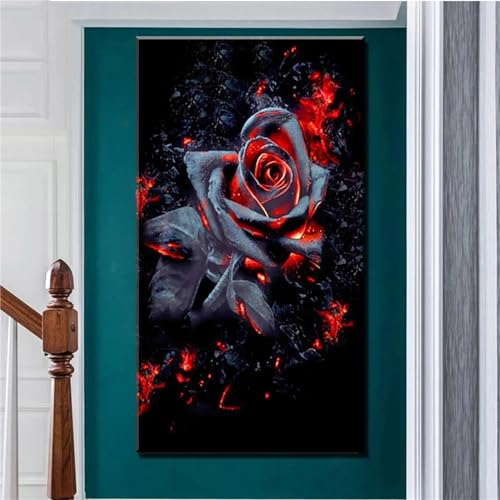 5D Diamant Painting Set Rosen Gothic,Diamond Painting Bilder Kinder Erwachsene, DIY Vollbild Diamant Painting Bilder Groß, Diamond Painting Cross Stitch Bastelset für Wanddekoration Geschenk 80x160cm von Quitey