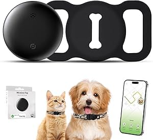 Quixion Hunde-Tracker, Hunde-Tracker ohne monatliche Gebühren für Standortverfolgung, Haustier-Tracker mit Hundehalsband-Tracker-Halter, funktioniert mit Find My (nur iOS), kein GPS-Tracker, für alle von Quixion