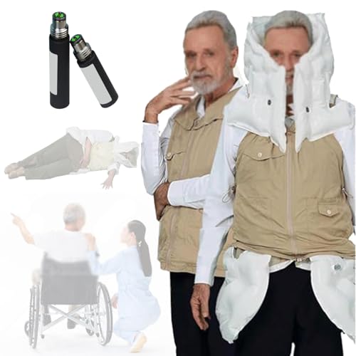 Intelligente Anti-Fall-Kleidung für ältere Menschen, APP-Anti-Fall-Airbag-Weste, Airbag-Jacke mit Fernüberwachungsalarm/Positionierung/Hilfe anfordern/Sportaufzeichnungsfunktion,Menkhaki-3XL von Quixnova
