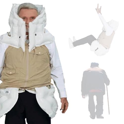 Schutzweste für ältere Menschen, intelligente Anti-Fall-Airbag-Jacke mit App zum Anzeigen von Trainingsdaten für Epileptiker oder Blinde, 0,08-Sekunden-Airbag springt auf,menkhaki-L von Quixnova