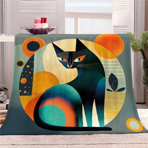 Quixora Bedding Flanelldecke Abstrakt Tier Katze 130x150 cm 3D-Druckdecke kuscheldecke,Sofadecke,Wolldecke,Bettlaken,Wärme und Isolierung Decke,Klimaanlage Decke für Wohn und Schlafräume von Quixora