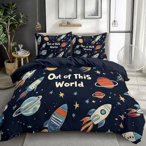 Quixora Cartoon Weltraum Sterne, Planeten Und Raketen Bettwäsche Set Schattenblau Bettbezug mit Reißverschluss Pflegeleicht Atmungsaktiv Mikrofaser 135 x 200 cm 2 Kissenbezug 80x80cm Quixora Cartoon Weltraum Sterne, Planeten Und Raketen Bettwäsche Set Schattenblau Bettbezug mit Reißverschluss Pflegeleicht Atmungsaktiv Mikrofaser 135 x 200 cm 2 Kissenbezug 80x80cm von Quixora