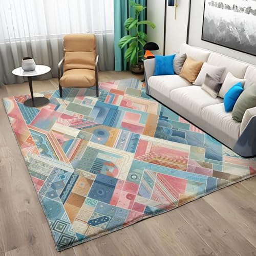 Quixora Flauschig Teppiche 160 x 230 cm, Geometrisches Vintage-Marokko Weich Wohnzimmerteppich rutschfest Waschbar Bettvorleger Schlafzimmer Pflegeleichter Carpet von Quixora