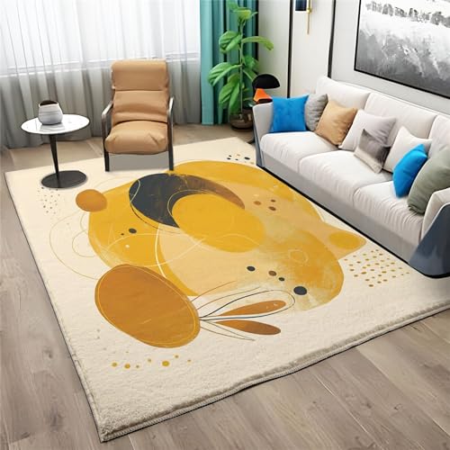 Quixora Gelb Teppich Bedruckter Teppich Impressionismus-Malerei-Kunst Waschbar rutschfest Wohnzimmer Schlafzimmer Büro Modern Design 60 x 90 cm von Quixora