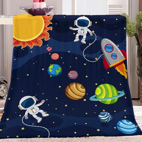 Quixora Kuscheldecke Cartoon Weltraum Planet Flauschig Fleecedecke als Sofadecke Couchdecke Wohndecke Weiche & Warme Sofaüberwurf Decke 70 x 100 cm von Quixora