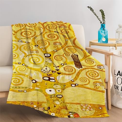 Quixora Kuscheldecke Klimt-Kussmuster Flauschig Fleecedecke als Sofadecke Couchdecke Wohndecke Weiche & Warme Sofaüberwurf Decke 150 x 200 cm von Quixora