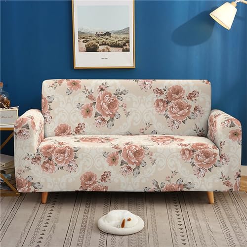 Quixora Sofa Überwürfe Sofabezug 1 Sitzer Pflanze Pfingstrose Blumen Elastischer Couchbezug Sofahusse Antirutsch Sofabezüge Sofa Abdeckung Stretch Couch Überzug Sofa Hussen 90-140cm von Quixora