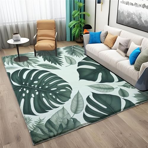 Quixora Teppich Wohnzimmer, Teppich waschbar rutschfest, Pflanze VerläSst Monstera Teppiche Wohnzimmer, Schlafzimmer, Modernes Design Teppich 120 x 170 cm von Quixora