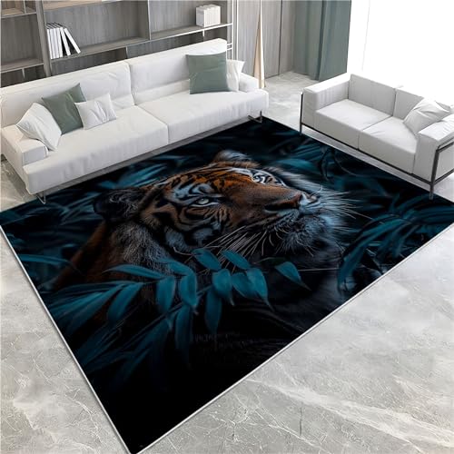 Quixora rutschfeste Schmutzfangmatte Teppich 60x90cm Türmatte Tierthema TigerpflanzenbläTter Fußmatte Bodenmatte für Innen und Schützen Außen Küchenboden Flur Wohnkultur von Quixora