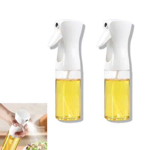 Quixotical 2 Stück Öl Sprühflasche Weiß 200ml, Speiseöl Sprüher, Multifunktionaler Olivenöl Ölsprüher, Ideal für Kochen, Salat, Grill & Heißluftfritteuse von Quixotical
