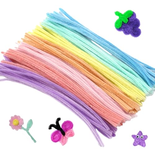 Quixotical 200 Stück Macaron Pfeifenreiniger Chenilledraht 30CM, Pfeifenreiniger Biegeplüsch Basteldraht, Flexible Chenille Stiele, für Kreative DIY-Projekte und Basteldeko von Quixotical