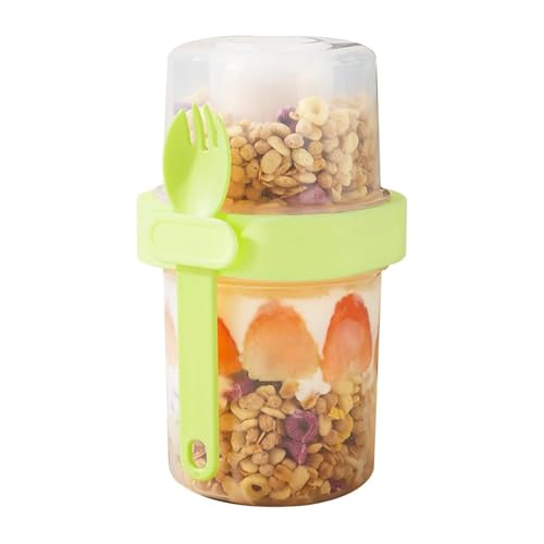 Quixotical Müslibecher to Go, Joghurtbecher to Go mit Löffel, Doppelschicht Auslaufsicherer Joghurtbecher, Salatbecher für Jogurt, Cornflakes, Muesli (Gelb) von Quixotical