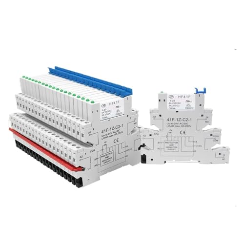 20 Stück schlankes Relais HF41F 5 V 12 V 24 V DC Industrie-DIN-Schienenrelais mit LED-Anzeige, 6 A SSR-Modul, 41F-5-ZS 41F-12-ZS 41F-24-ZS for SPS-Automatisierungssteuerung(20PCS 5V) von Quixpszto