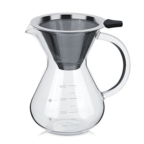 Qukaim Kaffeefiltertopf 400ml Glas Hand Drip Kaffeemaschine, Kaffeefiltertopf mit Skala für Büro und Zuhause, hitzebeständig, einfaches Ausgießen Design Qukaim Kaffeefiltertopf 400ml Glas Hand Drip Kaffeemaschine, Kaffeefiltertopf mit Skala für Büro und Zuhause, hitzebeständig, einfaches Ausgießen Design von Qukaim
