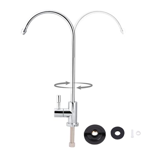 Qukaim Wasserhahn Filter 360° Drehbarer Gänsehals aus Zinklegierung für Trinkwasser, Umkehrosmose RO System, Untertisch Filter und Enthärter, 1/4'' Chrom Silber (Für Arbeitsplatten ≤2cm) Qukaim Wasserhahn Filter 360° Drehbarer Gänsehals aus Zinklegierung für Trinkwasser, Umkehrosmose RO System, Untertisch Filter und Enthärter, 1/4'' Chrom Silber (Für Arbeitsplatten ≤2cm) von Qukaim