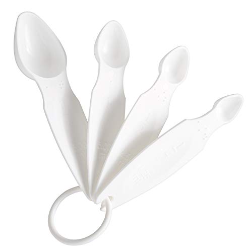 Qukaim Messbecher Braille Messlöffel-Set, 4 Stück, tragbares Küchen-Backwerkzeug, genaue Messbecher und Löffel zum Kochen, ideal für Sehbehinderte Benutzer von Qukaim
