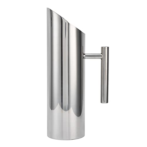 Qukaim Metallkrug aus Edelstahl, 2 l, große Kapazität, Kaffee- und Teekrug mit ergonomischem Griff, hitzebeständiges Design, stromlinienförmiger Metall-Wasserkrug von Qukaim