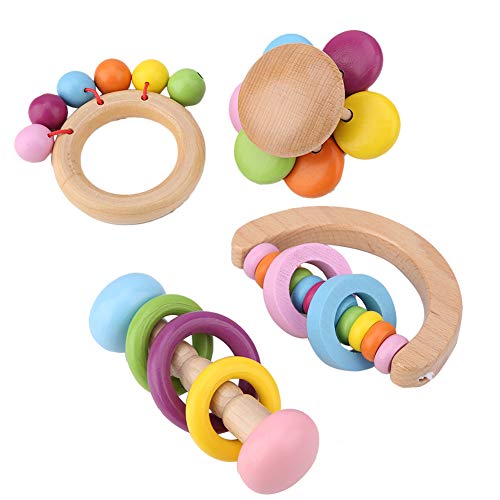 Qukaim Papageienspielzeug-Set, hängendes Holz-Kauspielzeug für Vögel, interaktives Spielzeug für Papageien, sicher und ideal für den Käfiggebrauch, 4-teilig von Qukaim