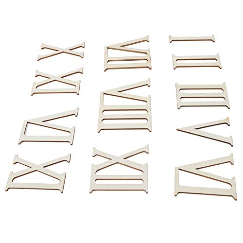 Qukaim Römische Ziffern aus Holz, römische Ziffern, 12 Stück, DIY-Uhren, Zahlen, Basteldekorationen, 7 cm von Qukaim