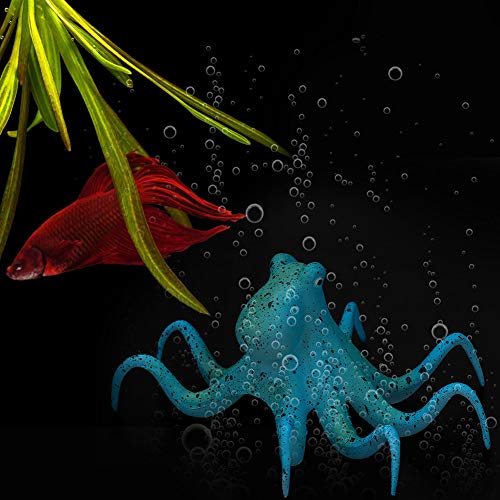 Qukaim Silikon Oktopus Silikon Künstliche Fluoreszierende Simulation Octopus Fisch Tank Dekoration Blau Aquarium Ornament Realistisches Design 10cm Sicher für Süß- und Salzwasser von Qukaim