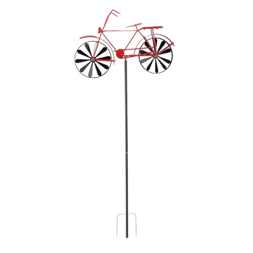 Qukaim Vintage Fahrrad Metall Wind Spinner Vintage Fahrrad Metall Windspiel für Hof Garten RedBike Wind Spinner Pfahl Dekoration von Qukaim