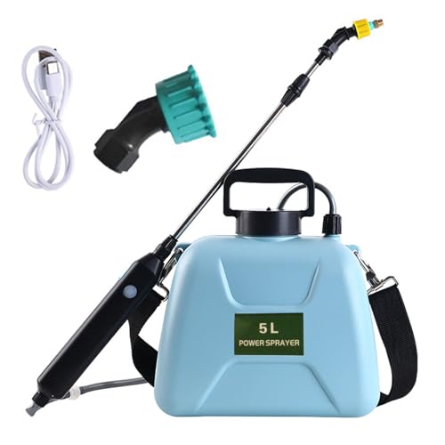 5L Elektrischer Gartensprüher, Tragbarer Garten Unkraut Wassersprüher, Stabiler Batteriebetriebener Drucksprüher Rasensprüher mit 2 Sprühdüsen & Teleskopstab, für Outdoor Rasen & Garten von Qukoielly